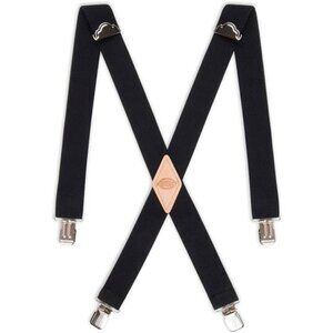 Men's 1 1/2 inch Solid Straight Clip Adjustable X Back Suspender